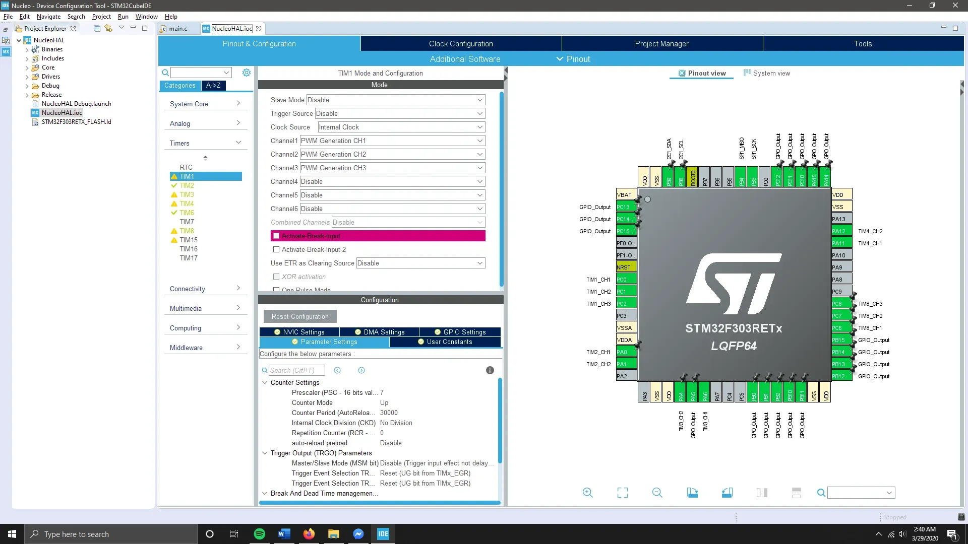 The CubeIDE Device Configuration Tool perspective